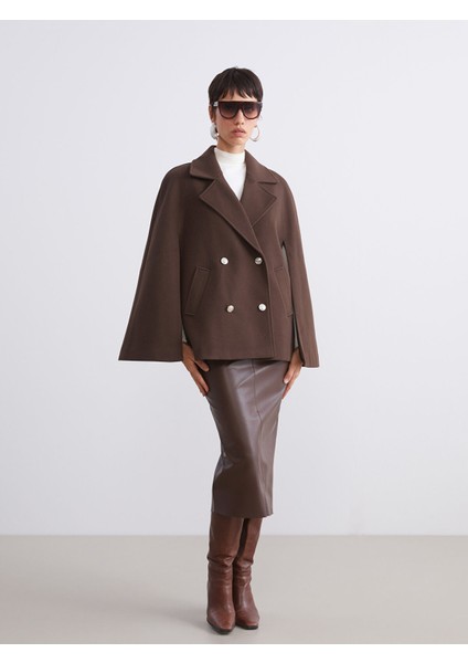 Yeni Sezon Kruvaze Yaka Kadın Kaşe Panço fiyatları