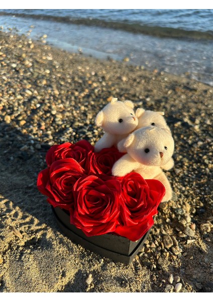 Kalpli Kutuda Ayıcıklı Solmayan Gül modelleri