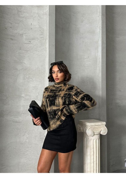 Bisküvi Desenli Triko Kadın Kazak