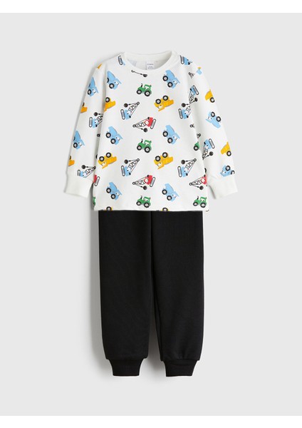 Yeni Sezon Bisiklet Yaka Erkek Çocuk Pijama Takımı modelleri