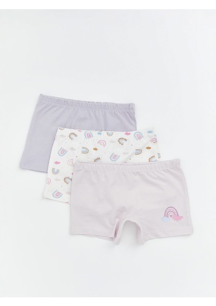 Yeni Sezon Baskılı Kız Çocuk Boxer 3'lü