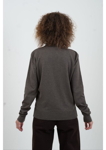 Kahve Baklava Desen Polo Yaka Kazak indirimleri