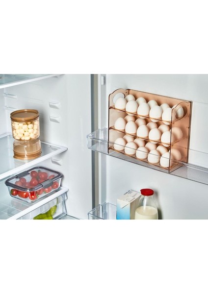 Ahmet Katlı Yumurtalık 3 Raflı Yumurta Organizeri Şefaf Bakır VP-081,