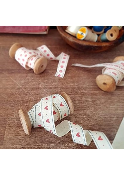 Pamuk Şerit, Kalp, 1.5 cm 5 Metre fiyatları