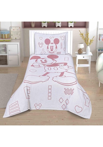 Mouse Lisanslı Karakter BASKILI%100 Pamuk Yatak Örtüsü Seti, Çok Renkli, Tek Kişilik (Yatak Örtüsü: 180X240 Cm/yastık Kılıfı: 50X70 Cm)