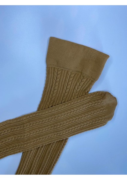 Knıt Kabartma Triko 200 Den Örgü Desenli Kalın Kışlık Ten Nude Dizaltı Pantolon Çorabı fiyatları