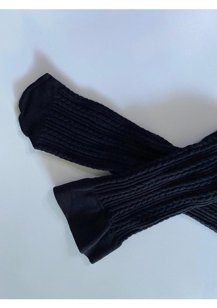 Knıt Kabartma Triko 200 Den Örgü Desenli Kalın Kışlık Siyah Black Dizaltı Pantolon Çorabı fiyatları