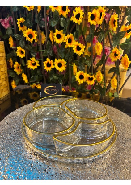 Gold Yaldızlı Bölmeli Çerezlik,tepsili Sunumluk, Kahvaltılık fiyatları