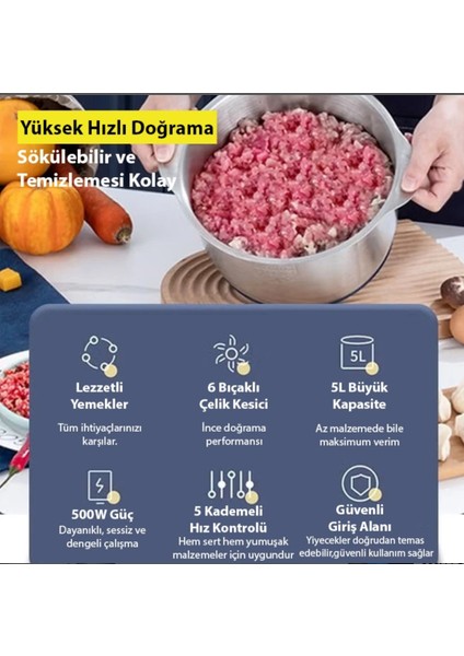 5 Lt Çelik Çok fonksiyonlu hamur yoğurma kıyma makinası blender Meyve doğrayıcı rondo fırsatları