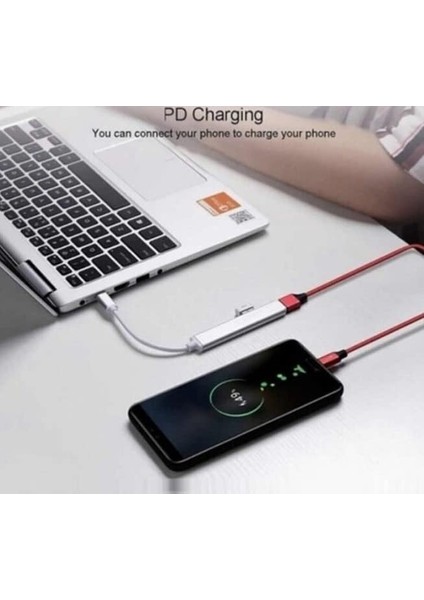 Happy Type-C To 4 Port USB 3.0 Hub Çoklayıcı ve Otg Yüksek Hızlı Super Speed Çoklayıcı Çoğaltıcı Çevirici Adaptör Cep Telefonuna USB Bağlama Imkanı fiyatları