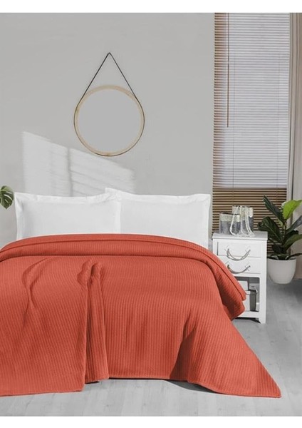 Örgü Pike Tek KIŞILIK%100 Pamuk 170X240 - Kiremit