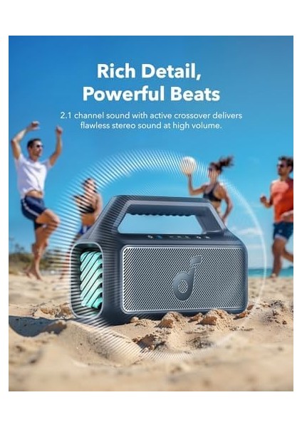 By Boom 2 Bluetooth Hoparlör, 24 Saat Çalışma Süresi, 80W, Rgb, 2.1, Ipx7, Bassup 2.0, Özelleştirilebilir Eq, Mavi fiyatları