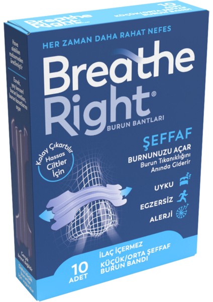 Breathe Right Şeffaf Burun Bantları 10 Adet