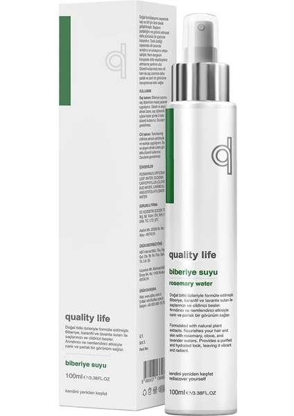 Quality Life Saf Biberiye Suyu Saç Cilt Toniği