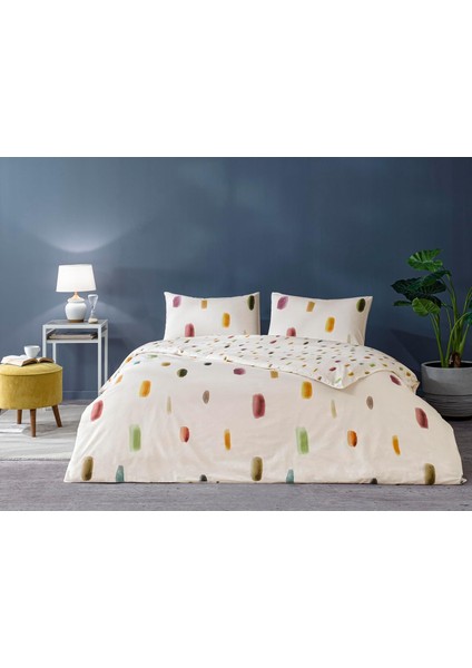 Jullian Ranforce Çift Kişilik Nevresim Takımı Kremrengi