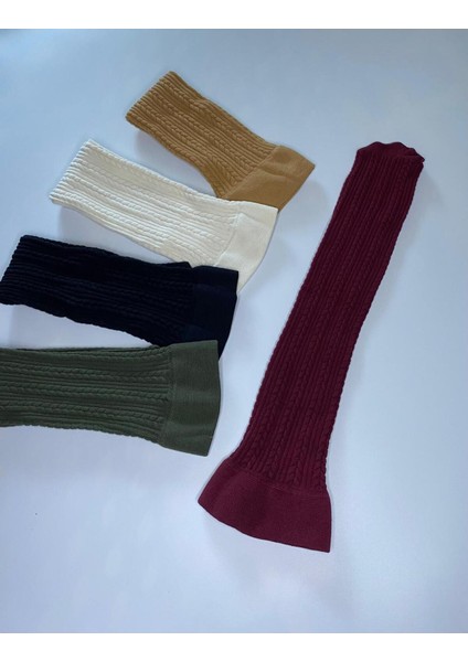 Kadın Dizaltı Renkli Desenli Pantolon Çorap / 5 Adet Kabartma Knıt Örgü Kışlık Çorap fiyatları