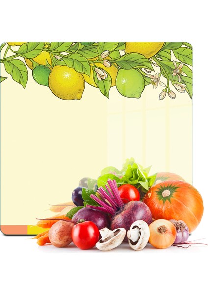 Cam Kesme Tahtası ve Sunumluk Kare Vintage Cool Lime 30X30 cm