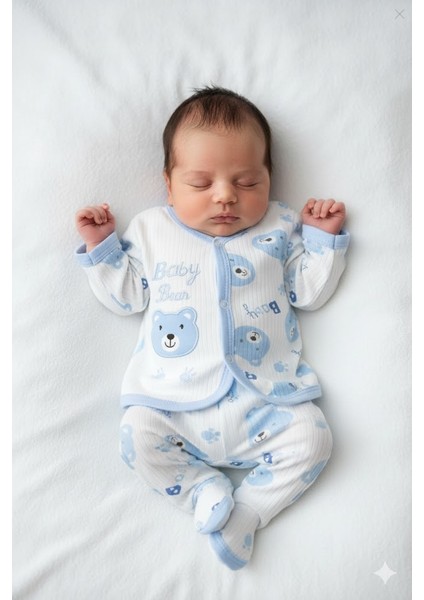 Çocuk Baskılı ve Nakış Işlemeli Pamuk Uzun Kollu Alt Üst Takım