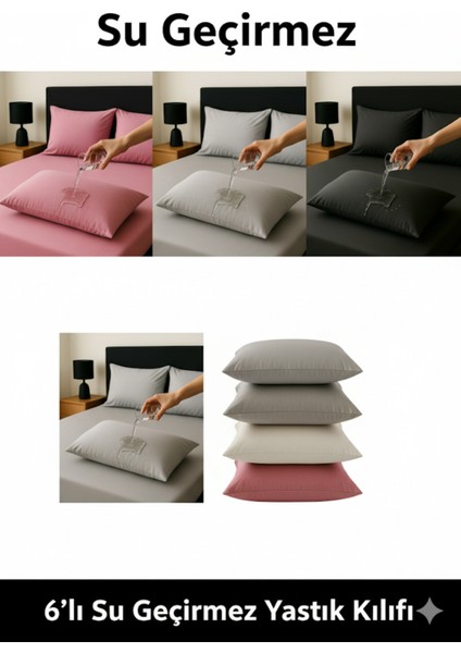 Pamuklu, 6'lı Yastık Alezi, Yastık Kılıfı, Su / Sıvı Geçirmez,(50 x 70 Cm)