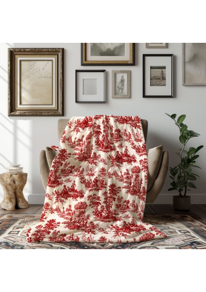 Winterfell Yün Kadife Ekose Çift Taraflı Tv Battaniyesi Red Forrest 140X190 modelleri