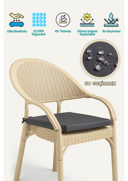 Su Geçirmez Sandalye Minderi Fermuarlı Bağcıklı 22 Dns Sünger