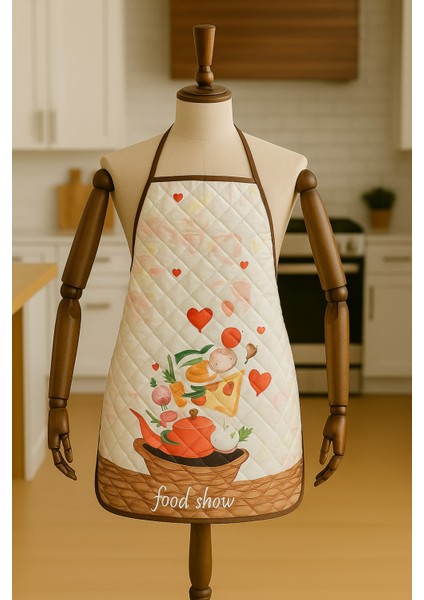 Kapitoneli Sıvı Geçirmez Leke Tutmaz Mutfak Önlüğü Dijital Baskılı Önlük Aşçı modelleri