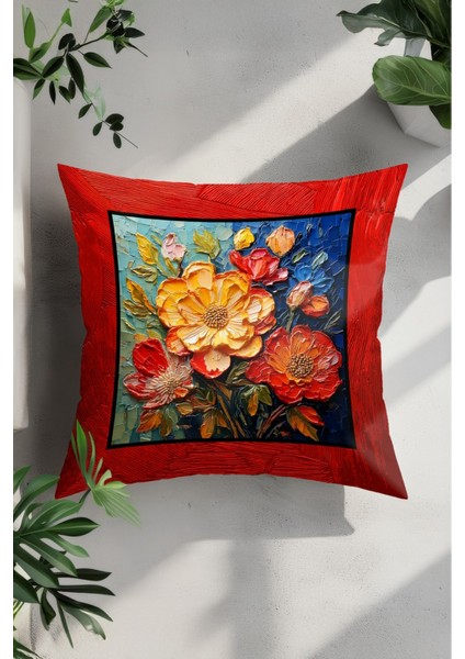 Çiçekli Kırlent Kılıfı,dijital Baskılı,tekli Kırlent Kılıfı,kırmızı Renk fiyatları