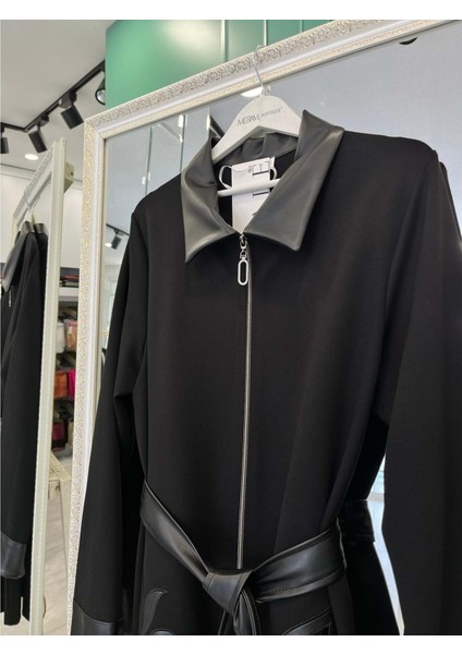 Hale Jardin Deri Detaylı Ceket - Siyah - 1 fiyatları