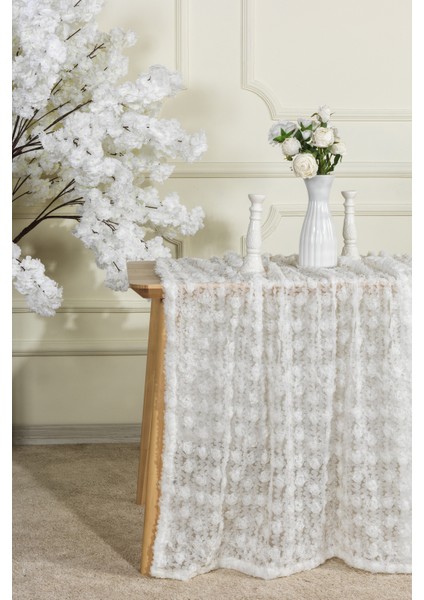 Hasbahçe Masa Örtüsü 3 Boyutlu (125X210 Cm) Krem