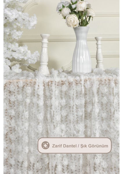 Hasbahçe Masa Örtüsü 3 Boyutlu (125X210 Cm) Krem fiyatları
