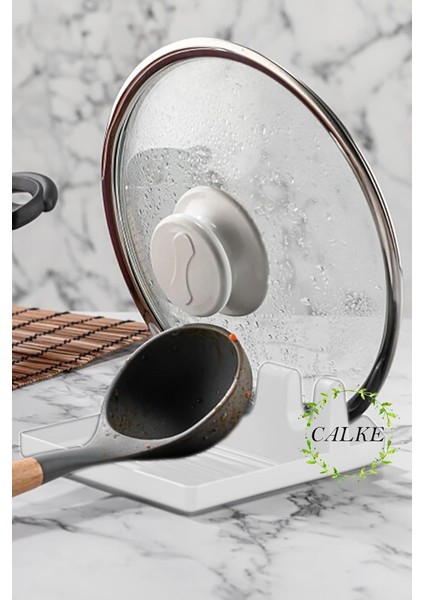 Tencere Kapak Tutucu ve Kaşıklık – Tencere Kapağı Kirli Kaşıklık Kepçe Altlığı Beyaz