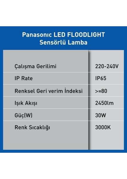 LED Projektör Sensorlü, Sıcak Beyaz Işık 30W 2450LM 3000K fiyatları