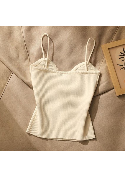 Altın Düğme Detaylı Şık Fitilli Askılı Kadın Crop Bluz W1009 modelleri