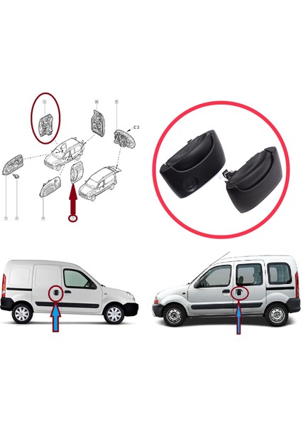Renault Kangoo Kc Express Fc Nissan Kubistar 1 X76 Için Sağ Sol Yan Sürgülü Kapı Dış Açma Kolu Siyah fırsatları