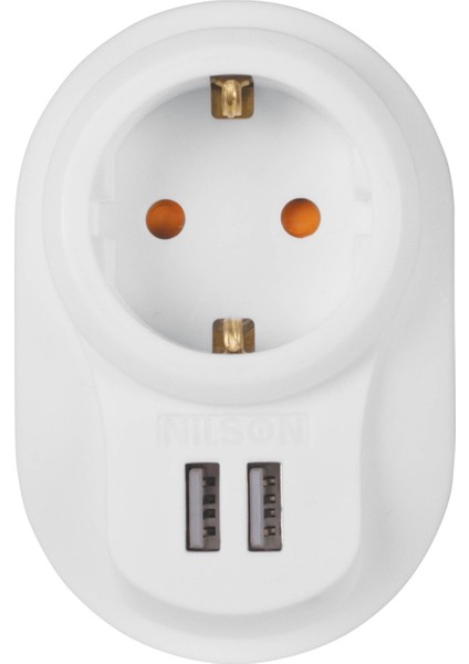 Akım Korumalı Beyaz Usbli Fiş Priz 2 Adet