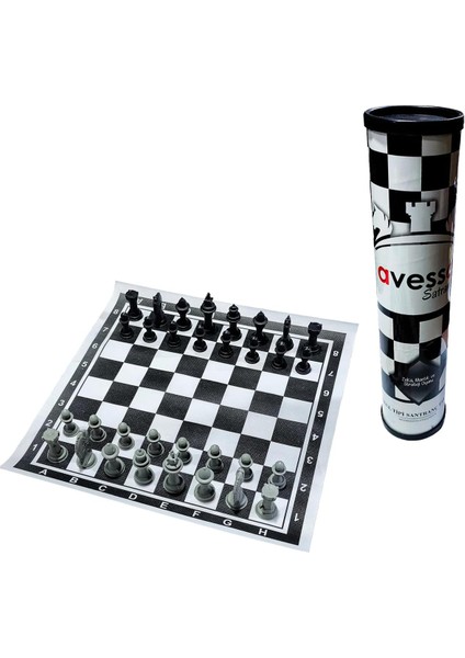 Santranç Takımı, Rulo, Taşınabilir Plastik Uluslararası Satranç Siyah & Beyaz Rst-10