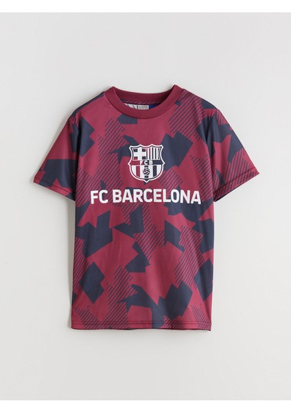 Yeni Sezon Bisiklet Yaka Barcelona Baskılı Erkek Çocuk Tişört