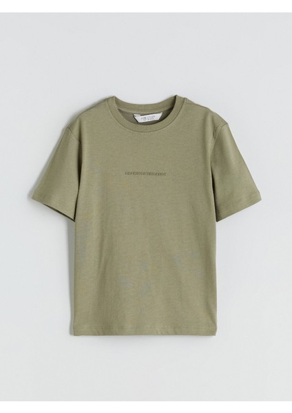 Yeni Sezon Bisiklet Yaka Baskılı Erkek Çocuk Tişört