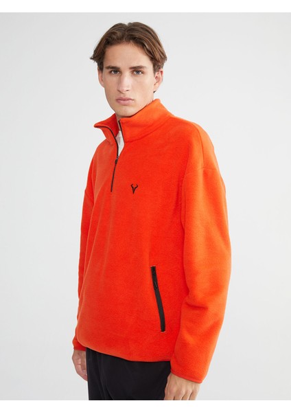 Yeni Sezon Fermuarlı Dik Yaka Uzun Kollu Erkek Sweatshirt