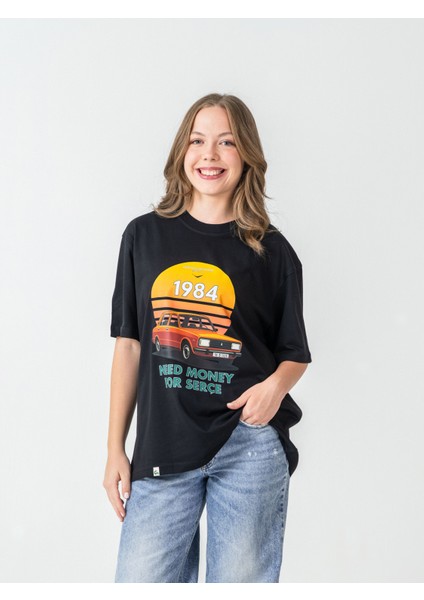 Unisex Erkek/kadın Oversize Bisiklet Yaka %100 Pamuk Serçe Baskılı T-Shirt fiyatları