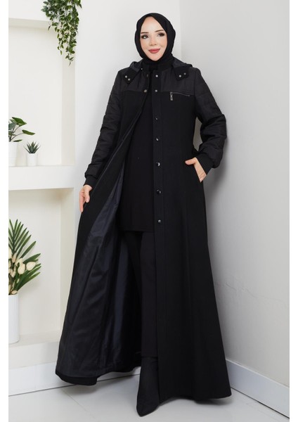 Kışlık Kaşe Kadın Siyah Manto Genç Spor Büyük Beden 58003 fırsatları