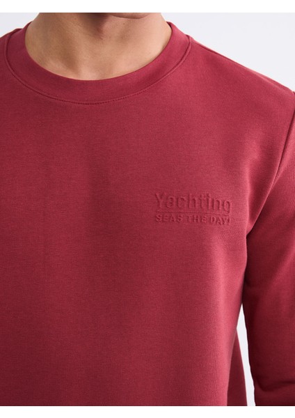 Yeni Sezon Bisiklet Yaka Baskılı Erkek Sweatshirt modelleri