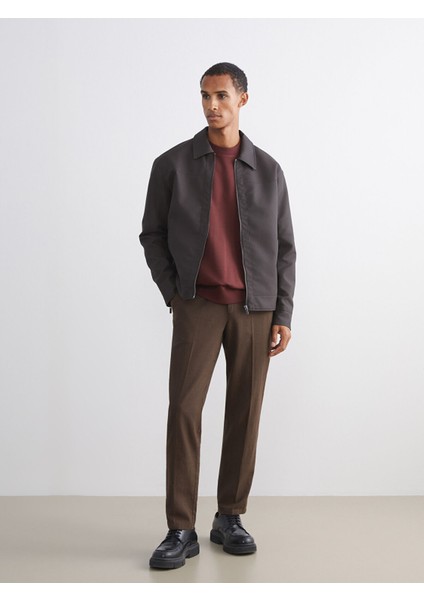 Yeni Sezon Standart Kalıp Gömlek Yaka Erkek Deri Görünümlü Ceket fiyatları