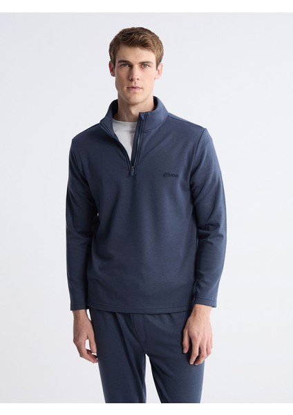 Yeni Sezon Dik Yaka Uzun Kollu Polar Erkek Pijama Üst