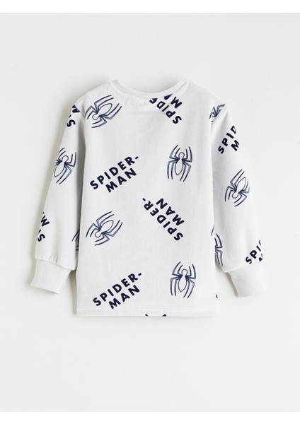 Yeni Sezon Bisiklet Yaka Spider-Man Nakışlı Kadife Erkek Çocuk Pijama Takımı modelleri