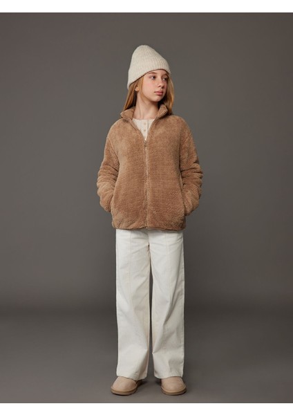 Yeni Sezon Dik Yaka Pelüş Kız Çocuk Fermuarlı Hırka fiyatları