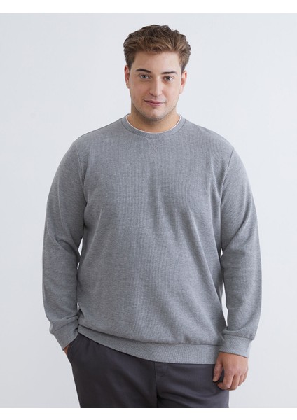 Yeni Sezon Büyük Beden Bisiklet Yaka Erkek Sweatshirt