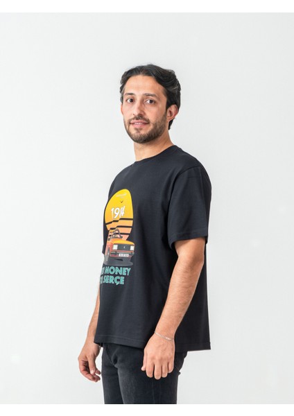 Unisex Erkek/kadın Oversize Bisiklet Yaka %100 Pamuk Serçe Baskılı T-Shirt modelleri