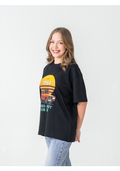 Unisex Erkek/kadın Oversize Bisiklet Yaka %100 Pamuk Serçe Baskılı T-Shirt fırsatları