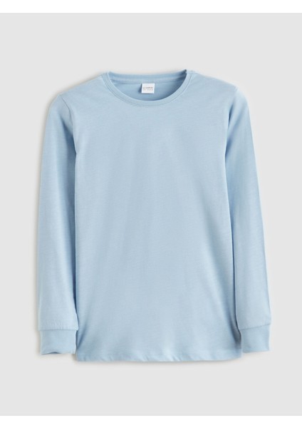 Yeni Sezon Bisiklet Yaka Erkek Çocuk Pijama Üst